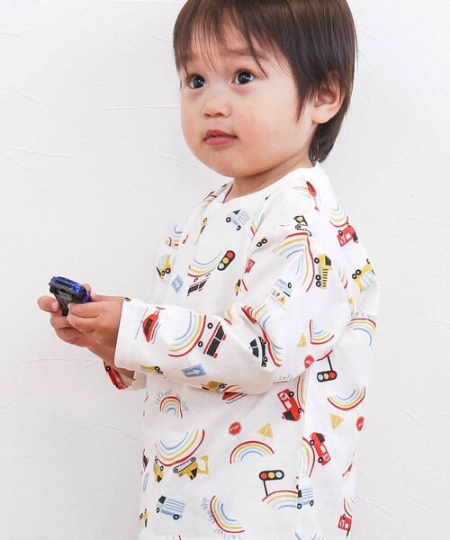 SLAP SLIP（スラップスリップ）の「【スララク/防汚加工/オーガニックコットン】わくわくデザイン男の子長袖Tシャツ(80~130cm)（Tシャツ/カットソー・キッズ・オフホワイト/ホワイト系その他2/ベージュ/イエロー/ネイビー/グリーン系その他/ホワイト系その他/ブルー系その他2・90cm/110cm/120cm/80ｃｍ/100cm/130cm）」の4枚目の写真