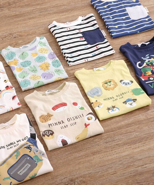 SLAP SLIP（スラップスリップ）の「【スララク/防汚加工/オーガニックコットン】わくわくデザイン男の子長袖Tシャツ(80~130cm)（Tシャツ/カットソー・キッズ・オフホワイト/ホワイト系その他2/ベージュ/イエロー/ネイビー/グリーン系その他/ホワイト系その他/ブルー系その他2・90cm/110cm/120cm/80ｃｍ/100cm/130cm）」の9枚目の写真