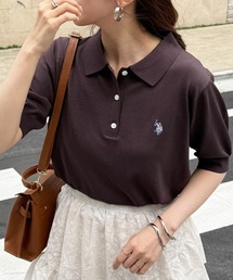 【U.S. POLO ASSN.】接触冷感 バイカラーニットポロシャツ 半袖ワンポイントロゴPOLO