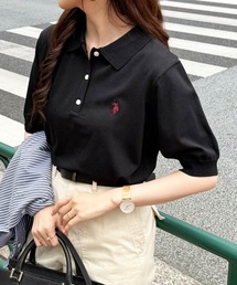 【U.S. POLO ASSN.】接触冷感 バイカラーニットポロシャツ 半袖ワンポイントロゴPOLO