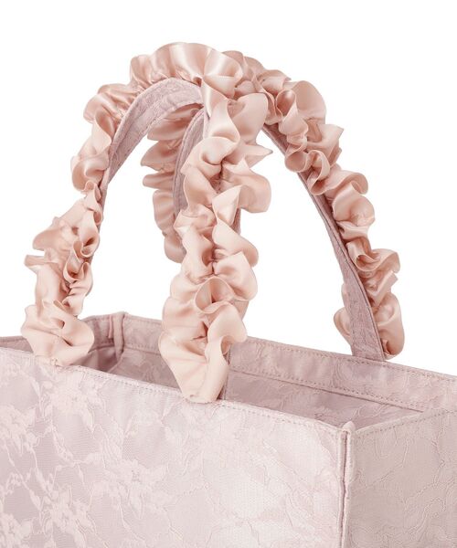Maison de FLEUR(メゾンドフルール)の「レースフリルハンドルスクエアトートSバッグ(トートバッグ・レディース・ライトピンク/ブラック・FREE)」の3枚目の写真
