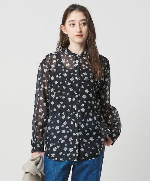 UNITED ARROWS（ユナイテッドアローズ）の「プリント バンドカラー シャツ（シャツ/ブラウス・レディース・ブラック/その他1/ネイビー・FREE）」の2枚目の写真