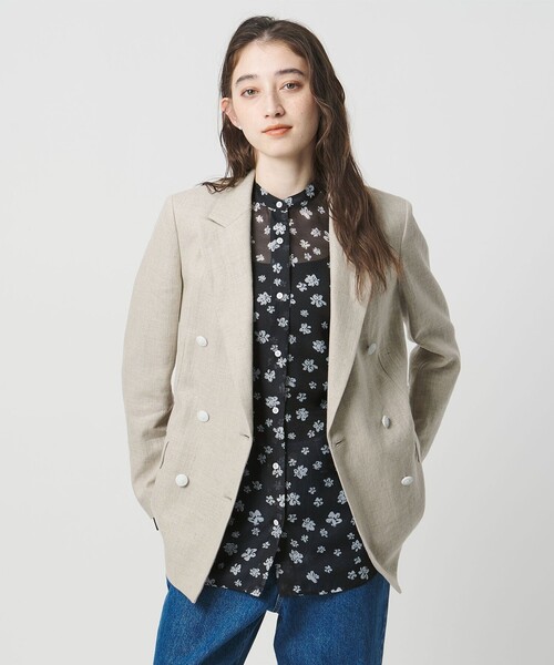 UNITED ARROWS（ユナイテッドアローズ）の「プリント バンドカラー シャツ（シャツ/ブラウス・レディース・ブラック/その他1/ネイビー・FREE）」の6枚目の写真