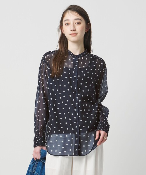 UNITED ARROWS（ユナイテッドアローズ）の「プリント バンドカラー シャツ（シャツ/ブラウス・レディース・ブラック/その他1/ネイビー・FREE）」の9枚目の写真