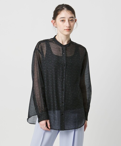 UNITED ARROWS（ユナイテッドアローズ）の「プリント バンドカラー シャツ（シャツ/ブラウス・レディース・ブラック/その他1/ネイビー・FREE）」の14枚目の写真