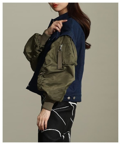 Sawa a la mode(サワアラモード)の「デニム×MA-1ドッキングGジャン(MA-1・レディース・ワンウォッシュ/ブラック・FREE)」の12枚目の写真