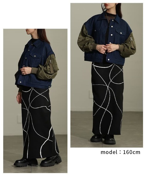Sawa a la mode(サワアラモード)の「デニム×MA-1ドッキングGジャン(MA-1・レディース・ワンウォッシュ/ブラック・FREE)」の14枚目の写真