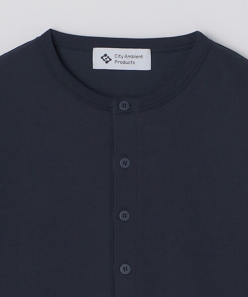 City Ambient Products（シティアンビエントプロダクツ）の「City Ambient Products: ピケ ヘンリー ネック ロングスリーブ（Tシャツ/カットソー・メンズ・ネイビー/ライトグレー/グレー・SMALL/LARGE/MEDIUM）」の7枚目の写真