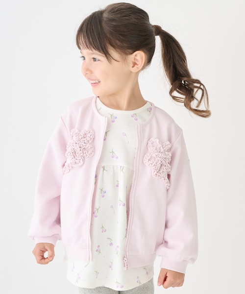 petit main（プティマイン）の「【リンク/防汚】フリルモチーフハオリ（カーディガン/ボレロ・キッズ・ライトピンク/ホワイト系その他/ネイビー・110cm/80ｃｍ/100cm/130cm/120cm/90cm）」の4枚目の写真