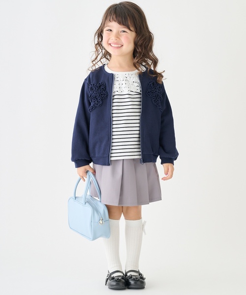 petit main（プティマイン）の「【リンク/防汚】フリルモチーフハオリ（カーディガン/ボレロ・キッズ・ライトピンク/ホワイト系その他/ネイビー・110cm/80ｃｍ/100cm/130cm/120cm/90cm）」の7枚目の写真