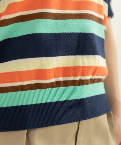 CHILD WOMAN（チャイルドウーマン）の「強撚綿マルチボーダー天竺半袖プルオーバー（ニット/セーター・レディース・レッド/ネイビー・FREE）」の20枚目の写真