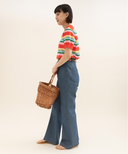 CHILD WOMAN（チャイルドウーマン）の「強撚綿マルチボーダー天竺半袖プルオーバー（ニット/セーター・レディース・レッド/ネイビー・FREE）」の10枚目の写真