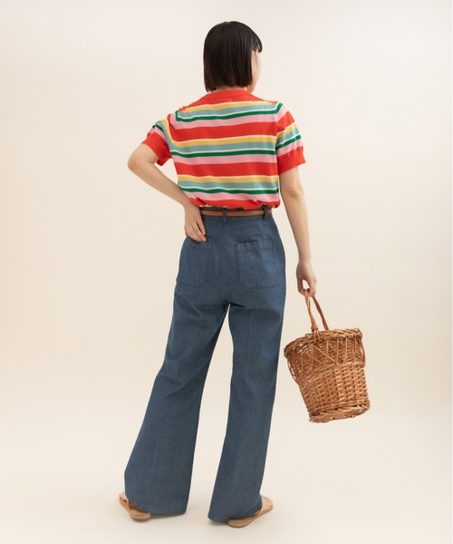 CHILD WOMAN（チャイルドウーマン）の「強撚綿マルチボーダー天竺半袖プルオーバー（ニット/セーター・レディース・レッド/ネイビー・FREE）」の11枚目の写真