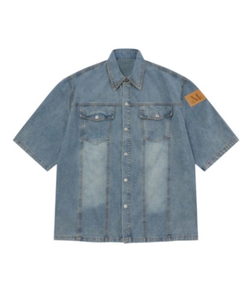 MUCENT(ムセント)の「◇MUCENT◇ブランド直輸入正規品/COUNTRY DENIM HALF SHIRT カントリーロールアップデニム半袖シャツ(シャツ/ブラウス・レディース・ライトブルー/チャコール・FREE)」の5枚目の写真