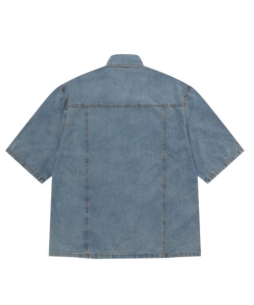 MUCENT(ムセント)の「◇MUCENT◇ブランド直輸入正規品/COUNTRY DENIM HALF SHIRT カントリーロールアップデニム半袖シャツ(シャツ/ブラウス・レディース・ライトブルー/チャコール・FREE)」の6枚目の写真