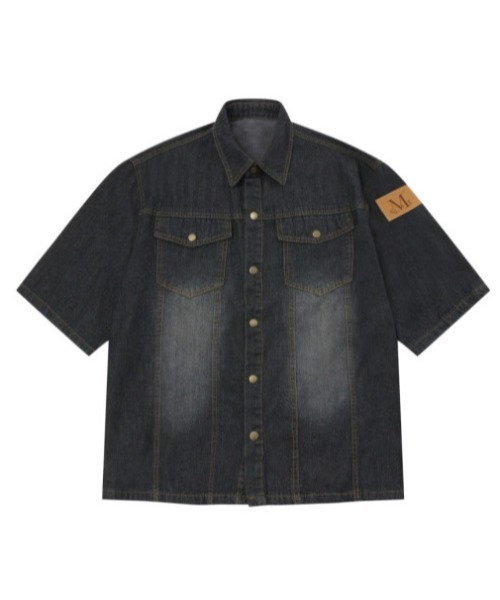 MUCENT(ムセント)の「◇MUCENT◇ブランド直輸入正規品/COUNTRY DENIM HALF SHIRT カントリーロールアップデニム半袖シャツ(シャツ/ブラウス・レディース・ライトブルー/チャコール・FREE)」の3枚目の写真