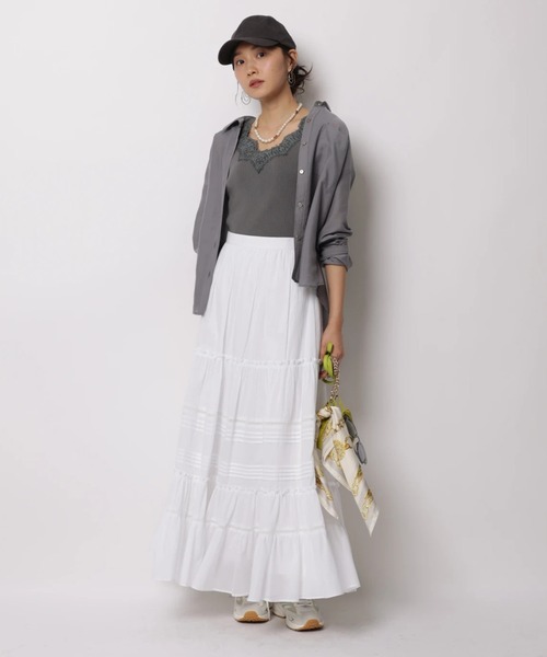 JUSGLITTY（ジャスグリッティー）の「シアーシャツ×レースニットＳＥＴ（ニット/セーター・レディース・チャコールグレー/ホワイト/ピンク/ミント・2）」の12枚目の写真