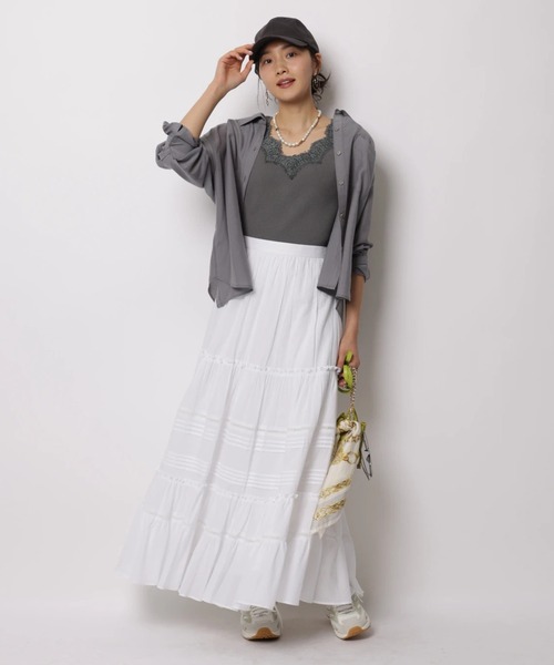 JUSGLITTY（ジャスグリッティー）の「シアーシャツ×レースニットＳＥＴ（ニット/セーター・レディース・チャコールグレー/ホワイト/ピンク/ミント・2）」の14枚目の写真