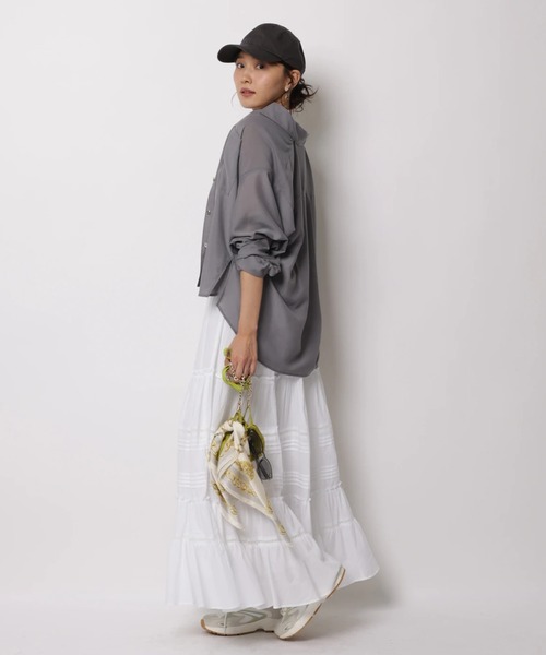 JUSGLITTY（ジャスグリッティー）の「シアーシャツ×レースニットＳＥＴ（ニット/セーター・レディース・チャコールグレー/ホワイト/ピンク/ミント・2）」の17枚目の写真