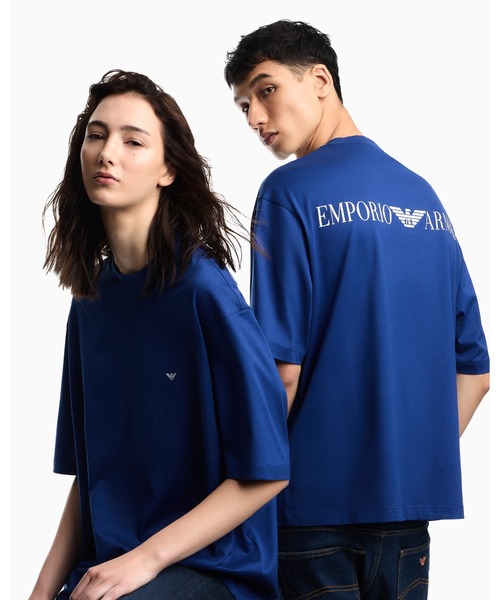 EMPORIO ARMANI(エンポリオアルマーニ)の「<オンライン限定>【エンポリオ アルマーニ】オーバーサイズTシャツ ジャージー ユーズドエフェクト ロゴプリント(Tシャツ/カットソー・メンズ・ブラック/ライトブルー・XX-LARGE/X-SMALL/X-LARGE/SMALL/MEDIUM/LARGE)」の1枚目の写真