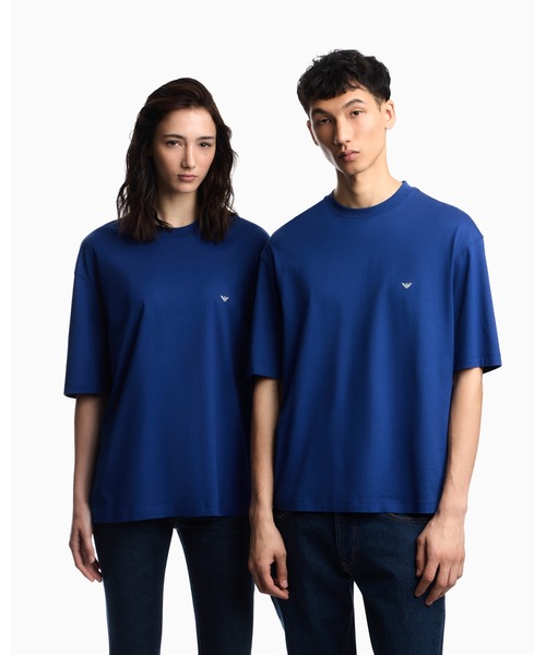 EMPORIO ARMANI(エンポリオアルマーニ)の「<オンライン限定>【エンポリオ アルマーニ】オーバーサイズTシャツ ジャージー ユーズドエフェクト ロゴプリント(Tシャツ/カットソー・メンズ・ブラック/ライトブルー・XX-LARGE/X-SMALL/X-LARGE/SMALL/MEDIUM/LARGE)」の11枚目の写真