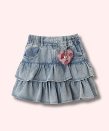 RICH MIX（リッチミックス）の「RICHMIX ティアードスカパン ふわふわハートチャーム付き（デニムスカート）」