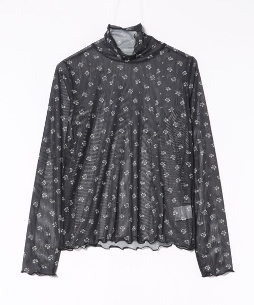 CECIL McBEE（セシルマクビー）の「パワーネット小花柄タートルネック（Tシャツ/カットソー・レディース・アイボリー/チャコールグレー/ブラック・MEDIUM/LARGE）」の2枚目の写真