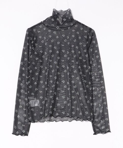 CECIL McBEE（セシルマクビー）の「パワーネット小花柄タートルネック（Tシャツ/カットソー・レディース・アイボリー/チャコールグレー/ブラック・MEDIUM/LARGE）」の4枚目の写真