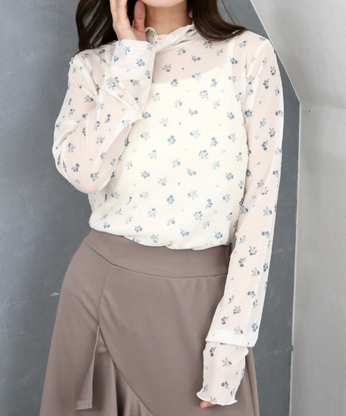CECIL McBEE（セシルマクビー）の「パワーネット小花柄タートルネック（Tシャツ/カットソー・レディース・アイボリー/チャコールグレー/ブラック・MEDIUM/LARGE）」の12枚目の写真