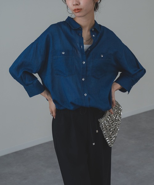 ANNA LUNA(アンナルナ)の「【ANNA LUNA】軽やかに着こなす 大人の シアー デニム シャツ(シャツ/ブラウス・レディース・ブルー/ネイビー・MEDIUM)」の18枚目の写真