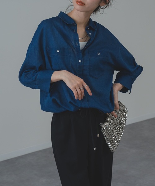 ANNA LUNA(アンナルナ)の「【ANNA LUNA】軽やかに着こなす 大人の シアー デニム シャツ(シャツ/ブラウス・レディース・ブルー/ネイビー・MEDIUM)」の7枚目の写真