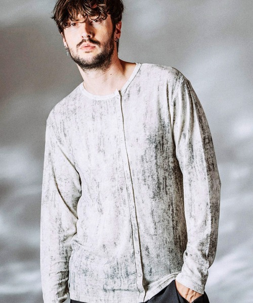 NO ID.(ノーアイディ)の「【NO ID.】Asymmetry Crew Neck Cardigan / アシンメトリー クルーネック カーディガン(カーディガン/ボレロ・メンズ・アイボリー/ブラック/グレー・ONE SIZE)」の1枚目の写真