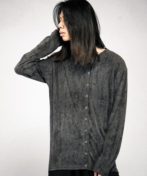 NO ID.(ノーアイディ)の「【NO ID.】Asymmetry Crew Neck Cardigan / アシンメトリー クルーネック カーディガン(カーディガン/ボレロ・メンズ・アイボリー/ブラック/グレー・ONE SIZE)」の8枚目の写真