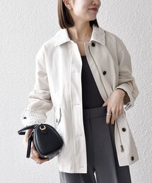 SHIPS（シップス）の「SHIPS any:〈洗濯機可能〉コットン レース 切替 ミリタリー ジャケット ブルゾン（ブルゾン）」