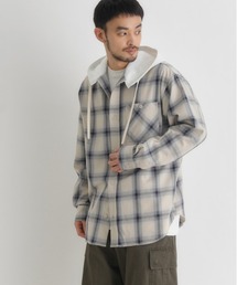 BACK NUMBER | 【BACK NUMBER】レイヤード風チェックシャツ (ビンテージ風 / ライトアウター / スウェットコンビ)(シャツ/ブラウス)