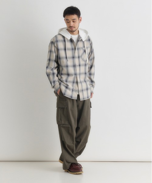 BACK NUMBER（バックナンバー）の「【BACK NUMBER】レイヤード風チェックシャツ (ビンテージ風 / ライトアウター / スウェットコンビ)（シャツ/ブラウス・メンズ・ブルー/ブラウン/ブラック・S/M/L/XL）」の7枚目の写真