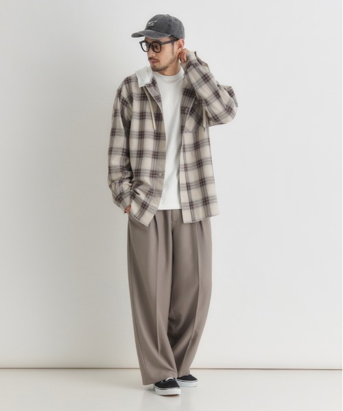 BACK NUMBER（バックナンバー）の「【BACK NUMBER】レイヤード風チェックシャツ (ビンテージ風 / ライトアウター / スウェットコンビ)（シャツ/ブラウス・メンズ・ブルー/ブラウン/ブラック・S/M/L/XL）」の9枚目の写真