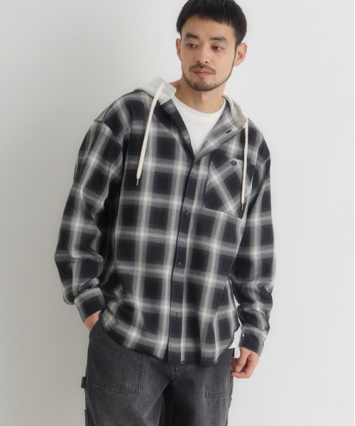 BACK NUMBER（バックナンバー）の「【BACK NUMBER】レイヤード風チェックシャツ (ビンテージ風 / ライトアウター / スウェットコンビ)（シャツ/ブラウス・メンズ・ブルー/ブラウン/ブラック・S/M/L/XL）」の10枚目の写真