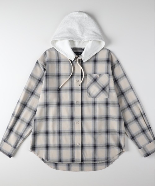 BACK NUMBER（バックナンバー）の「【BACK NUMBER】レイヤード風チェックシャツ (ビンテージ風 / ライトアウター / スウェットコンビ)（シャツ/ブラウス・メンズ・ブルー/ブラウン/ブラック・S/M/L/XL）」の12枚目の写真