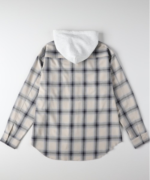 BACK NUMBER（バックナンバー）の「【BACK NUMBER】レイヤード風チェックシャツ (ビンテージ風 / ライトアウター / スウェットコンビ)（シャツ/ブラウス・メンズ・ブルー/ブラウン/ブラック・S/M/L/XL）」の13枚目の写真