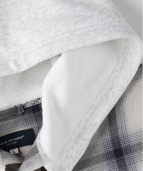 BACK NUMBER（バックナンバー）の「【BACK NUMBER】レイヤード風チェックシャツ (ビンテージ風 / ライトアウター / スウェットコンビ)（シャツ/ブラウス・メンズ・ブルー/ブラウン/ブラック・S/M/L/XL）」の15枚目の写真