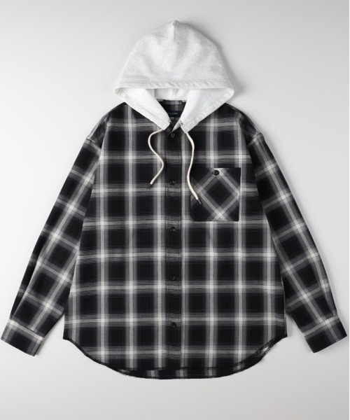 BACK NUMBER（バックナンバー）の「【BACK NUMBER】レイヤード風チェックシャツ (ビンテージ風 / ライトアウター / スウェットコンビ)（シャツ/ブラウス・メンズ・ブルー/ブラウン/ブラック・S/M/L/XL）」の20枚目の写真