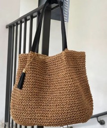 Ritzy（リッツィー）の「フリンジストラップ付 大容量 ストローかごバッグ ショルダーバッグ トートバッグ（かごバッグ）」
