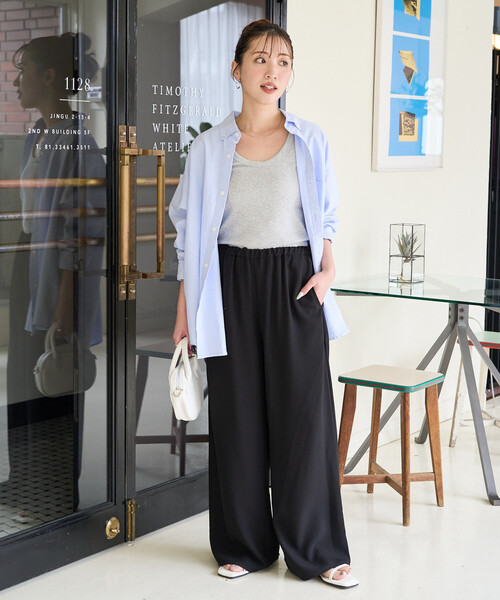 FREAK'S STORE(フリークスストア)の「限定展開 ジョーゼット ワイド イージーパンツ(その他パンツ・レディース・ブラック/ブルーグリーン/オリーブ/ベージュ/ネイビー・SMALL/MEDIUM)」の6枚目の写真