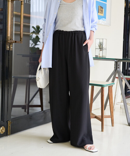 FREAK'S STORE(フリークスストア)の「限定展開 ジョーゼット ワイド イージーパンツ(その他パンツ・レディース・ブラック/ブルーグリーン/オリーブ/ベージュ/ネイビー・SMALL/MEDIUM)」の9枚目の写真
