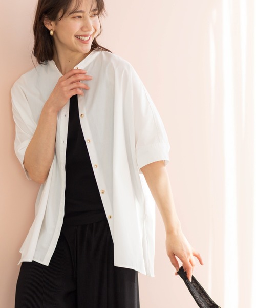 SHOO・LA・RUE（シューラルー）の「【体型カバー/洗濯機可】インせず着られる　デニムライクシャツ（シャツ/ブラウス・レディース・ホワイト/ブルー/ブラック・00）」の4枚目の写真