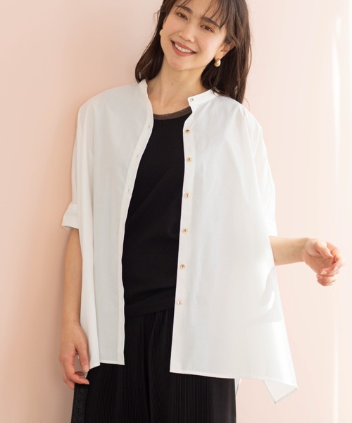 SHOO・LA・RUE（シューラルー）の「【体型カバー/洗濯機可】インせず着られる　デニムライクシャツ（シャツ/ブラウス・レディース・ホワイト/ブルー/ブラック・00）」の5枚目の写真