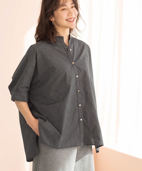 SHOO・LA・RUE（シューラルー）の「【体型カバー/洗濯機可】インせず着られる　デニムライクシャツ（シャツ/ブラウス・レディース・ホワイト/ブルー/ブラック・00）」の11枚目の写真