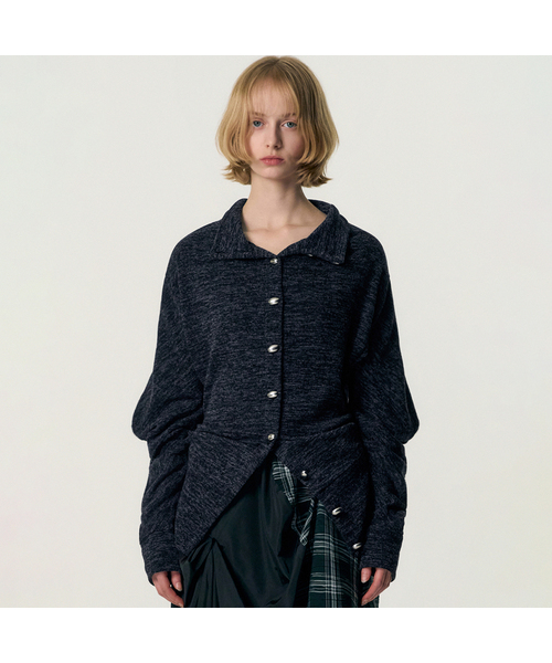 Fluid Knit-Texture Jacket_NAVY