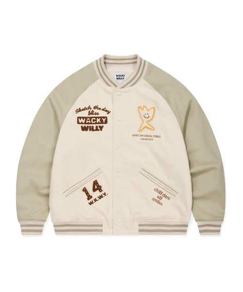 セール】PATCHWORK GRAPHIC VARSITY JACKET（スタジャン）｜Wacky